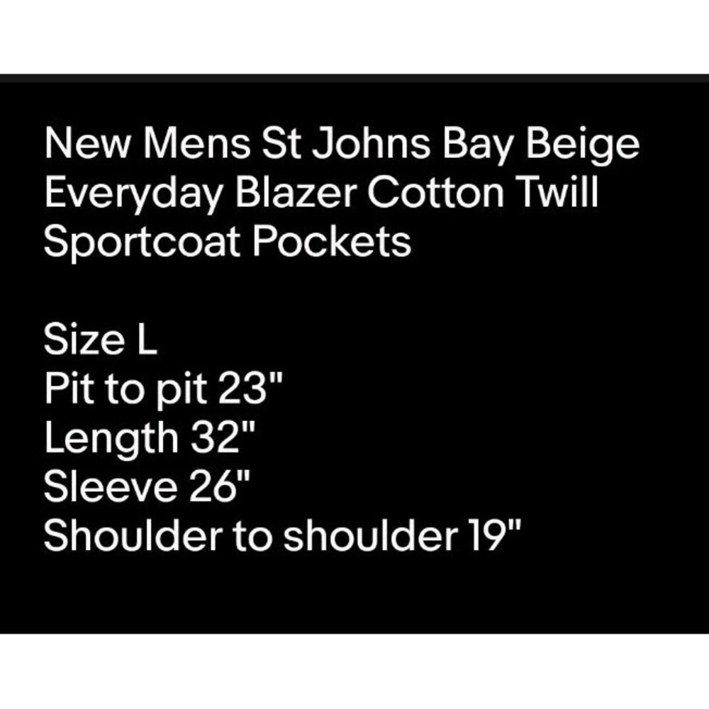 New Mens St Johns Bay Beige Everyday Blazer Cotton Twill Sportcoat Pockets Sz L - Picture 8 of 8